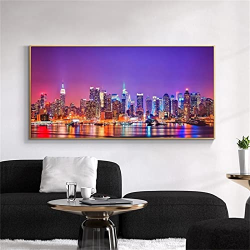 Diamond Painting New York City 5D Diamant Painting Voll Set mit Diamond Painting Zubehör, 90x270cm Leinwand Groß Bilder Malen Nach Zahlen Erwachsene Kinder Geschenk für Deko Wohnzimmer Schlafzimmer