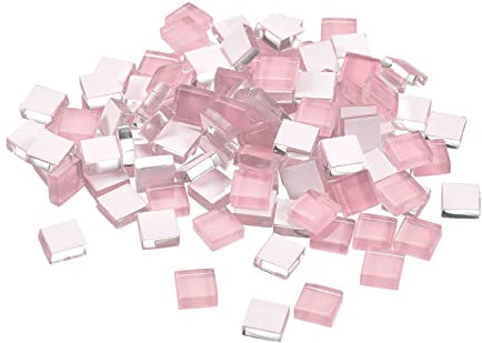 sourcing map Mosaic Tiles, Micro Glass Tiny Mini Mosaic Tile DIY Hobbies Handmade Crystal Free Stone Craft Material Creativity (Pink Pack of 110)