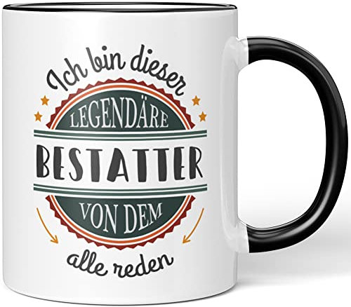 JUNIWORDS Tasse, Ich Bin Dieser legendäre Bestatter, von dem alle reden, Schwarz (5041146)