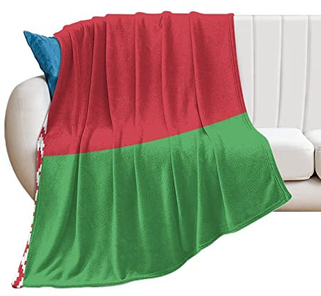 Yelolyio The Flag of Belarus Überwurfdecke Weißrussland Decke Landflagge Decken Landesouvenir Komfort Wärme Flanell Decke für Couch Bett Stuhl Büro Sofa 76 cm x 102 cm