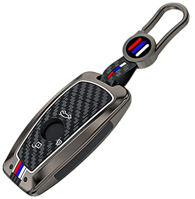 Happyit Casos de Cubierta de la Llave del Coche de Aleación de Zinc para bmw1 3 5 Series F10 F11 F20 F30 F31 F34 G20 G30 X3 F25 X4 I3 M3 M4 con Fibra de Carbono Silicona (3 Botones, Color Mate)