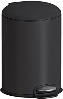 COSMIC Essentials Bathroom and Kitchen Bin with Pedal System, Circular Design and 3L Capacity. Small Trash Bin with Lid for Cleaning in Matte Black Color