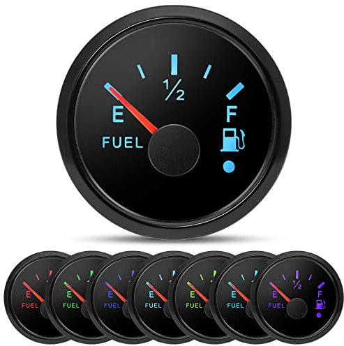 Medidor de nivel de combustible de 52 mm, 0-190 ohm, indicador de combustible, medidor de nivel de tanque de aceite, 7 colores, retroiluminación universal para coche y barco