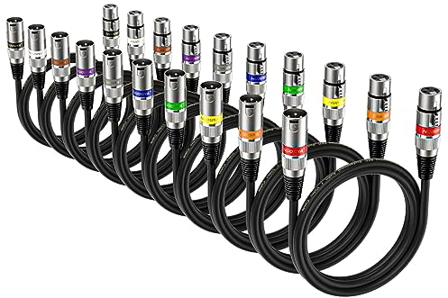 NUOSIYA Cable XLR 1m 10 Pack, XLR Cable Macho Hembra, Cable de micrófono XLR macho a hembra Cable XLR balanceado de 3 pines para micrófono, mezclador, altavoz, amplificador