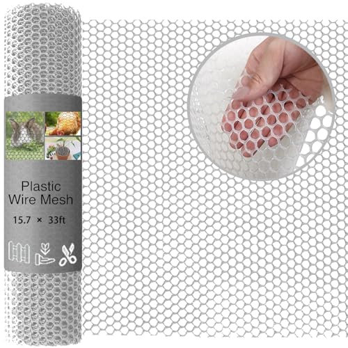 White Plastic Wire Mesh Fence,0.4m(H) x 10m(L) Poultry Fencing Mesh Garden Fence Animal Barrier Plastic Fencing for Construction Netting,Garden Netting,Chicken Rabbit Poultry Habitat Supplies