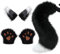 Ulikey Fuchs Wolfsschwanz Anziehset, Halloween Kunstfell Katzenohren Plüsch Fuchs Wolfsschwanz Kinder Kostüm Set mit Schwanz stirnband und Handschuhe Set für Halloween, Karneval (Schwarz Braun)