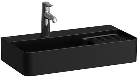 LAUFEN VAL Waschtisch COMPACT, ohne Hahnloch, mit Überlauf, 600x315mm, semi-trockener Bereich rechts, H8152857161091, Farbe: Schwarz Matt