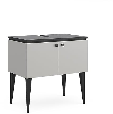 Vicco Mueble bajo Lavabo Gerta, Gris/Negro, 80 x 79 cm con Puertas