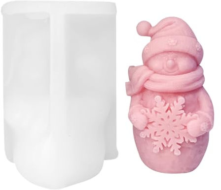 Fadcaer Christmas Snowman Candle Moulds, 3D Christmas Snowman Candle Making Mould, Handmade Snowman Silicone Resin Epoxy Mould for Candle Making, DIY Crafts Christmas Home Decoration