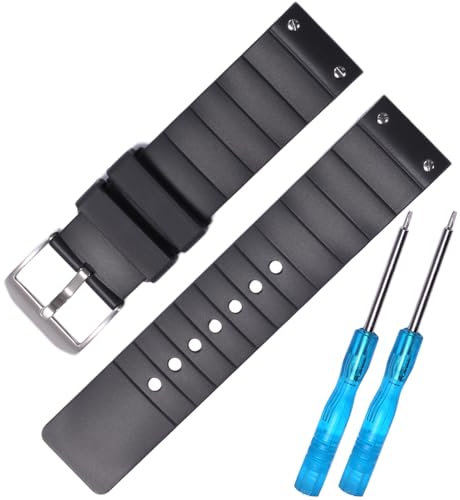 XBHSW Bracelet de montre en silicone souple et imperméable compatible avec Cartier Santos 100 - Bracelet de rechange en caoutchouc de 23 mm (noir avec boucle argentée)