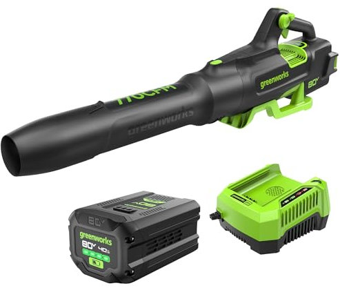 Greenworks 80 V (770CFM) axial blower, 4Ah battery and 4A charger