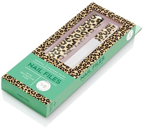 Malva Belle Best Crystal Glass Nail File – Long Lasting Double Sided Tempered Glass File – Professional Salon Manicure/Pedicure Filing Tool for Natural Nails - Leopard (3mm)