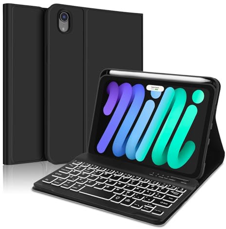 IVEOPPE Cover iPad Mini 6 Generazione con Tastiera Italiana Retroilluminata Bluetooth Staccabile per iPad 8.3 2021, Nera