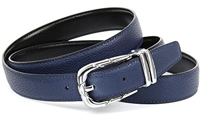 Anthoni Crown Damen Leder Wendegürtel Gürtel, Schwarz-Dunkelblau, 105