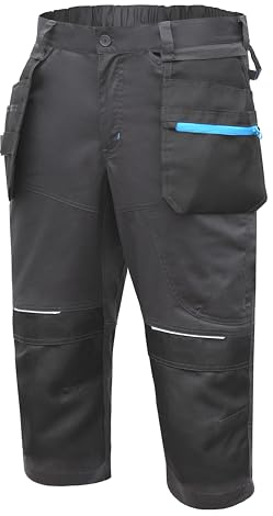 Högert Technik - WURNITZ Hose 3/4 schützendes Gummiband|Twill-Gewebe | Shorts mit Taschen | Herren Kurz Arbeitshose | Arbeitsshorts Arbeitshosen Männer | EN ISO 13688