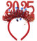 Amosfun 2025 Frohes Neues Jahr Stirnband Tiara Glitzer Stern Pailletten Stirnband Haarreifen Kopfschmuck Für Silvester Partydekorationen Rot Happy New Year Kopfschmuck für Silvester Party Zubehör