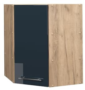 Vicco Eckhängeschrank Fame-Line, Dunkelblau Hochglanz/Goldkraft Eiche, 57 cm