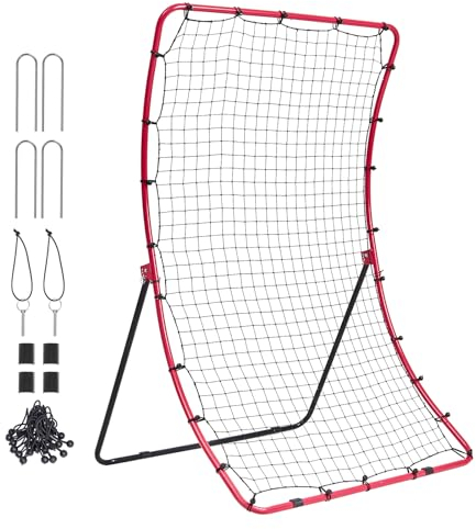VEVOR Baseball und Softball Pitching Netz, 1219 x 1676 mm Baseball Rebounder-Netz, Softball Pitchback-Netz, Trainingsrebounder, 5 einstellbare Winkel, Bounce-Back-Netz für Üben Schlagen, Werfen