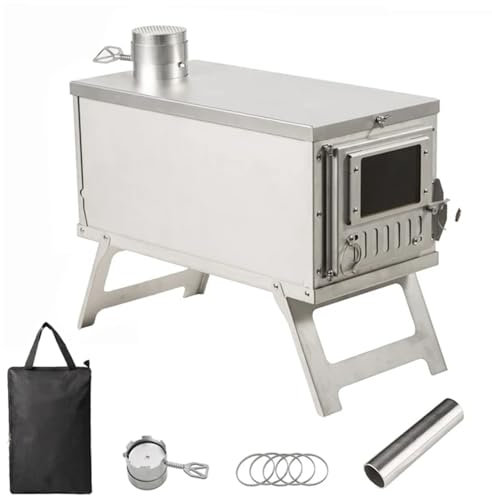 LESBJFDM Tragbarer Holzofen für Rucksackreisen, Camping-Pyramidenzeltofen mit Tragetasche für unsere Tür, Kochen, Grillen, Wohnmobil, Überleben