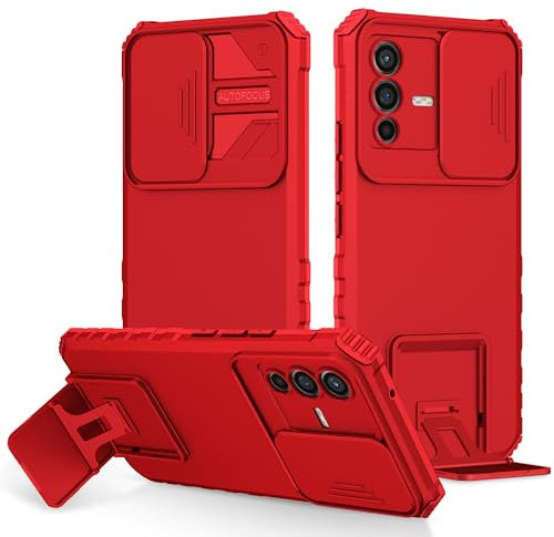 Handyhülle für vivo V23 5G Hülle Kompatibel mit vivo V23 5G Handyhülle case [PC backptare+TPU Soft Shell+Ring Stand] yLTW-jD red