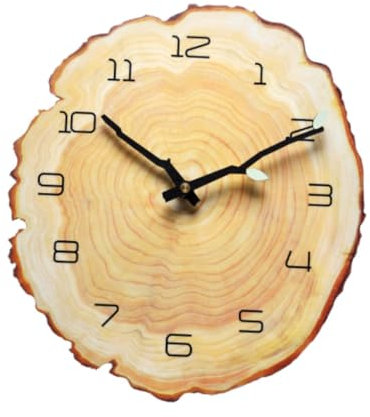 Fenteer Horloge Murale en Bois, Design Souche d'arbre pour Espace de Vie, 16 Po
