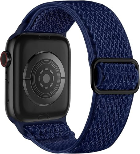 ZUC Per Apple Watch cinturini 44mm 45mm 42mm 49mm 41mm 40mm 38mm per donna uomo, cinturini sportivi elasticizzati Solo Loop in nylon morbido Solo Loop per IWatch serie SE 10 9 8 7 6 5 4 3 2 1(Midnight