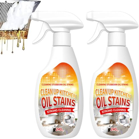 Heavy Grease Cleaner with Mild Formula Quick Decomposition, 240ml Kitchen Oil Cleaner, Heavy Duty Kitchen Degreaser Cleaning Spray, All Purpose Cleaning Spray for Oven, Cabinet, Grill (2PCS)