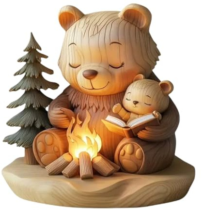Dekoartikel Holz Bären, 2D-Flache Schreibtisch Bären Deko Wohnzimmer für Zuhause, Tierische Skulptur Deko Tiere für Wohnzimmer, Flur, Büro, Tisch, Eingangsbereich, Geschenk Zum Geburtstag Weihnachten