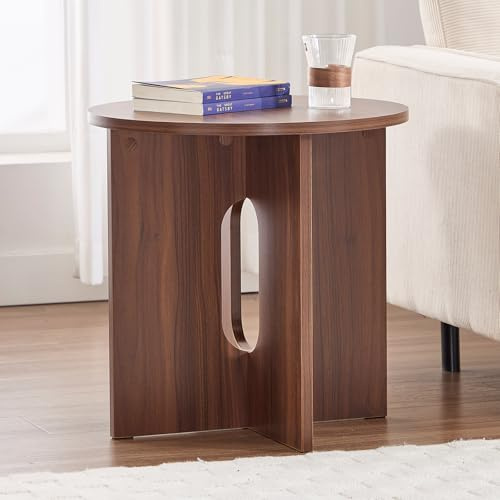 DAYALANE Beistelltische, Sofatisch mit Nussbaum-Optik​, Couchtisch Rund Kaffeetische Wohnzimmertisch für Sofatisch, Wohnzimmer, Schlafzimmer, Walnut