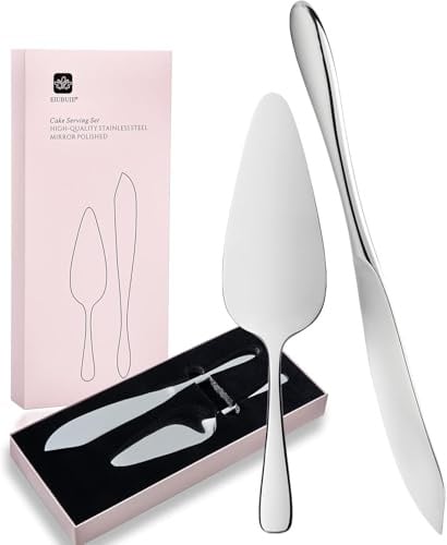 EIUBUIE 2 Stück Tortenheber mit Messer, 18/10 Edelstahl Kuchenmesser Set | Kuchenheber & Tortenheber, Tortenmesser und Server Set, Tortenschaufel für Partys/Hochzeit, Kuchenbesteck, Spülmaschinenfest