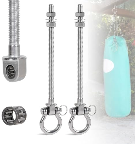 efuturetime 2 x Ganci per Altalena M10, Inox 304 con Cuscinetto a Rulli | Gancio da Soffitto con Filetto da 175 mm per Altalena e Yoga (Interno/Esterno)