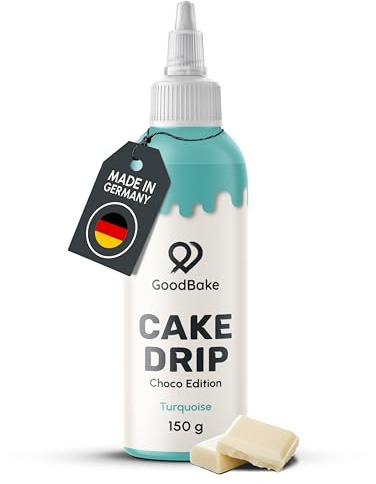 GoodBake Cake Drip Choco 150g Türkis | Schokoglasur zum Dekorieren | Kuchenglasur zum Verzieren von Torten, Cup Cakes & Keksen, glutenfrei, Tortendeko Made in Germany