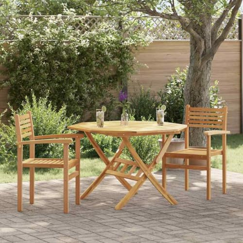 SooIarix 2er Set Esszimmerstühle, Massivholz Teak, Braun, 56x55x90,5 cm, wetterfeste Gartenstühle für Balkon und Terrasse