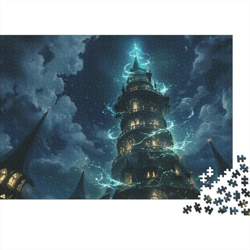 1000 Teile Magischer Turm Puzzle für Erwachsene Papier Lern Nachtburg Geduldsspiel Konzentrationsförderung Wanddekoration 38x26cm/1000pcs
