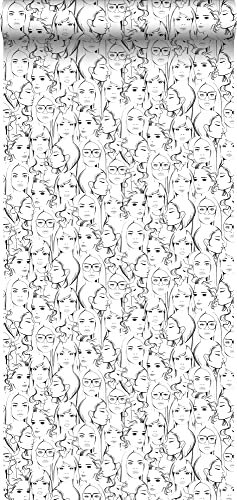 papier peint visages de filles noir et blanc 0,53 x 10,05 m - ESTAhome