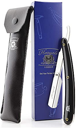 Herren Schwarz Rasierer / Friseur Stil Rasiermesser Hals Geschnitten (Klingen keine Inclued) mit Leder Pouch.perfect Rasierer für Alle Kind Of Tief Rasieren