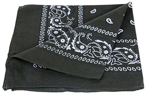 PURECITY© Bandana Original Paisley Coton Foulard Qualité Supérieure Unité - Lot de 6 - Lot de 12-52cm x 52 cm - Tendance Accessoire de Mode Nouvelle Collection (19# Kaki)