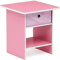 Furinno Dario Étagère de Rangement Chevet/Table de Nuit avec Tiroir à Bacs, Rose Clair, Bois, One Size, Paquet de 1