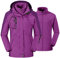 donhobo Womens 3 In 1 Jackets Fleece Ski Jacket Softshell Winter Waterproof Full Zip Windproof Coat Zip Pockets(Purple,L)