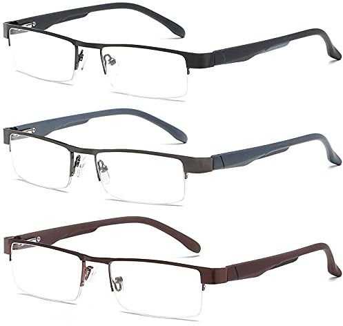 VEVESMUNDO Herren Lesebrillen Metall Schmal Halbrand Damen Lesehilfe Sehhilfen Brille +1.0,+1.5,+2.0,+2.5+,3.0,+3.5,+4.0