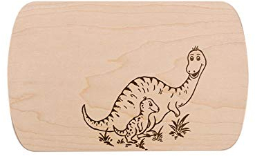 Frühstücksbrettchen Dionsaurier Dino aus Naturholz – Holzbrett mit Dinomotiv – Personalisierbar mit Namen & Gravur – für Kinder & Erwachsene