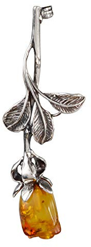 HolidayGiftShops sterlingsilver och baltisk bärnsten brosch ros, Baltisk bärnsten, baltisk bärnsten