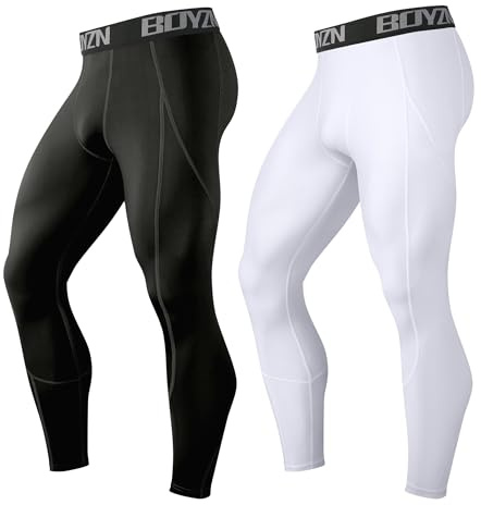 Boyzn 1 or 2,3 Pack Kompressionshose Herren, Funktionsunterwäsche Sport Leggings für Herren, Laufhose Unterhose Lang Strumpfhose Fitness Tights mit Taschen/Ohne Tasche für Laufen Radfahren Basketball