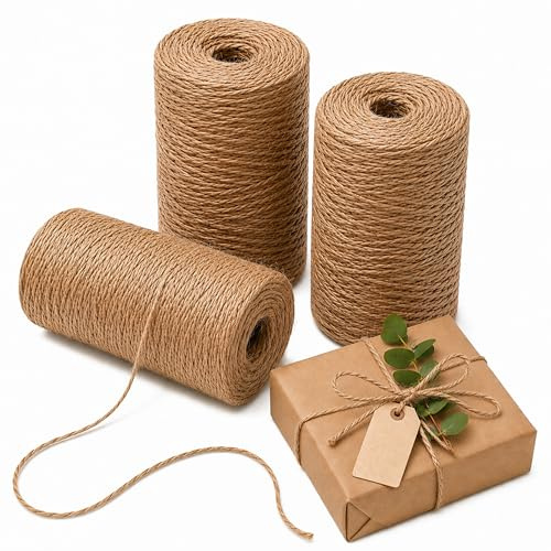Quotidian Brown Natural 3 ply Jute Jute Twine Rolls 1/8 (0.3cm) 640 Feet - Wrapping Picture Hanging Gardening