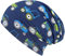 Wollhuhn ÖKO Jungen/Mädchen Long Beanie/Beanie/Strickmütze/Kinder-Mütze Baumwolljersey Gefüttert Übergangszeiten Aus Deutschland (Öko-Stoffe/Bio) (LB Traktor/Trecker Dunkelblau, L)