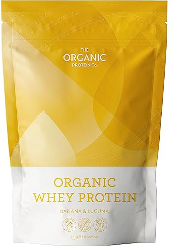 The Organic Protein Co. – Banana & Lucuma Organic Whey Protein Powder | Additive Free, Undenatured, Bioactive, UPF Free, Emulsifier Free, Primarily Grass Fed, Vegetarian, Gluten Free – 600g