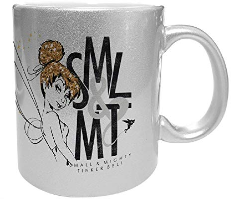 Tinker Bell - Mug - Small and Migthy - Coffee Mug - Silver - Logo - Mug - Ceramic - Gift Box