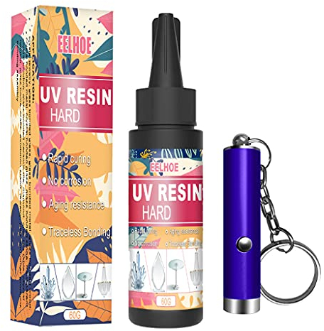 YUSHU - 1 juego de resina epoxi UV, pegamento duro transparente, líquido de cristal de curado de linterna ultravioleta, resina activada por luz solar para manualidades, fabricación de joyas