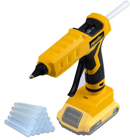 Mellif MG18-DW 100W Pistola per colla a caldo senza fili per Dewalt 18 V XR agli ioni di litio alimentato a batteria Full Size 11 mm bastoni (strumento nudo, senza batteria, nessun caricatore), giallo