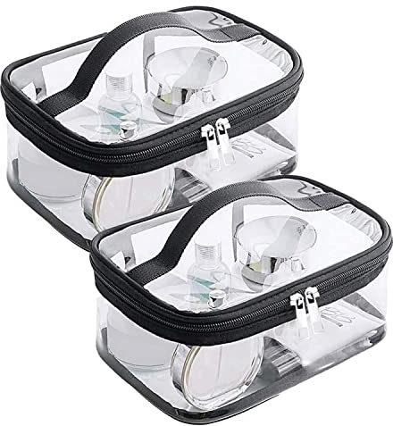 Trousse de Toilette Transparente, 2 Pièces - PVC, Convient aux Cosmétiques et Shampooings - Pour Voyage et Avion